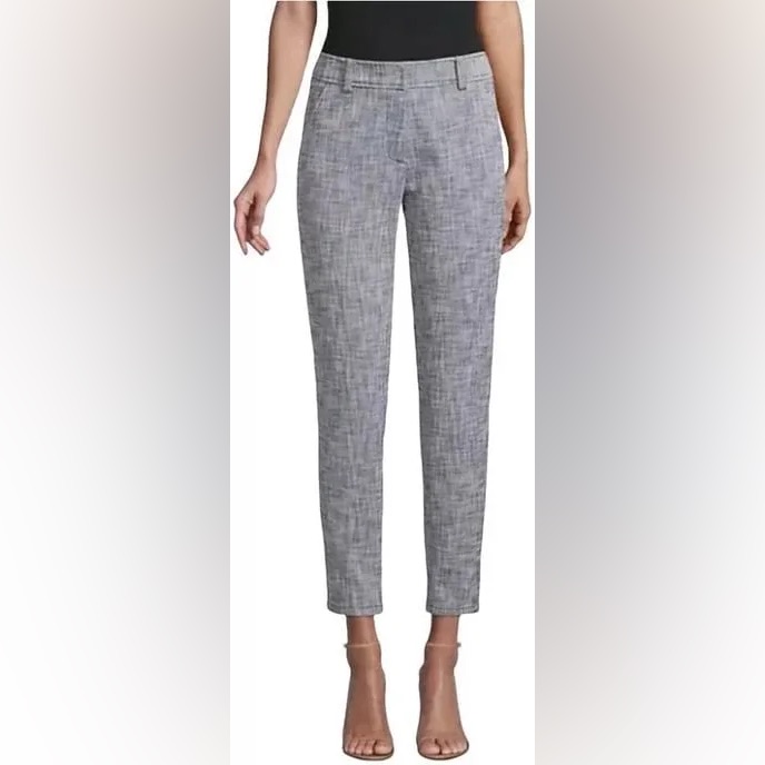 Trina Turk Euc Jaguar Ankle Tab Pants Indigo White Size 2 Chic